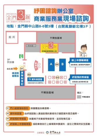 1100628三創紓困諮詢辦公室現場諮詢地點示意圖